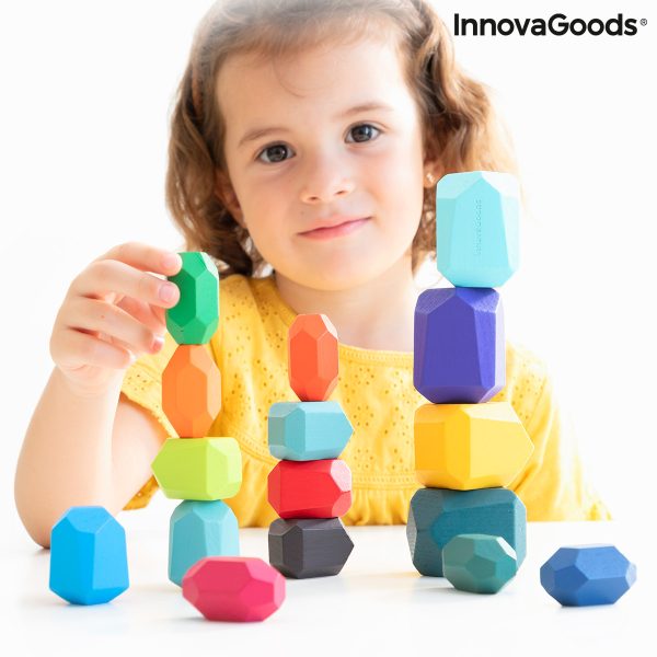 Stohovateľné drevené balančné kamene Wotonys InnovaGoods 16 Kusy