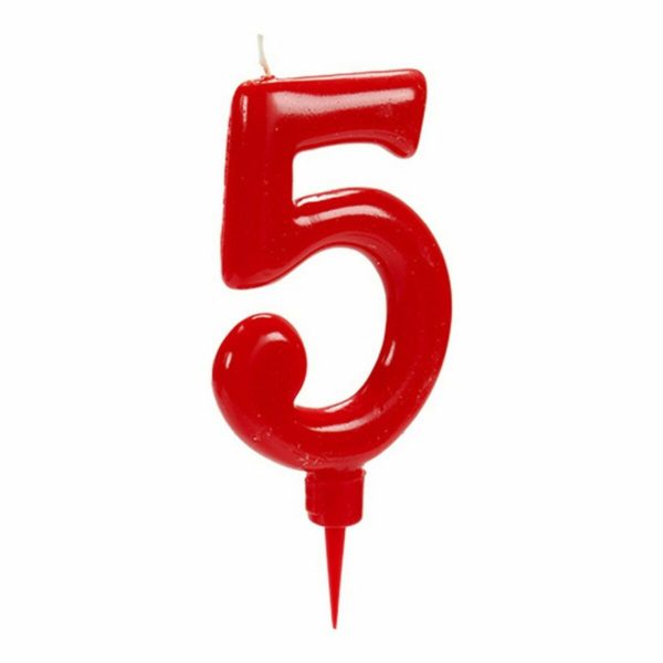 Sviečka Červená Narodeniny Čísla 5 (12 kusov)