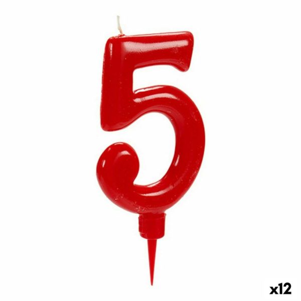 Sviečka Červená Narodeniny Čísla 5 (12 kusov)